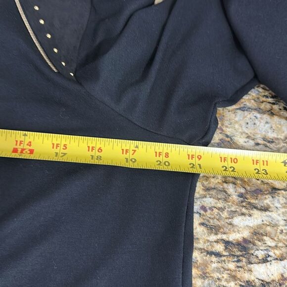 Grayse by Kelly And Marie Gray Black Open Front Cardigan With Gold Studs Size L - Picture 7 of 7